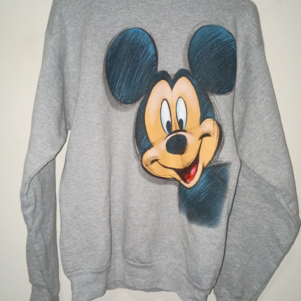 Hanes Gray Crewneck Disney Sweater with Mickey Design Size Adult Small